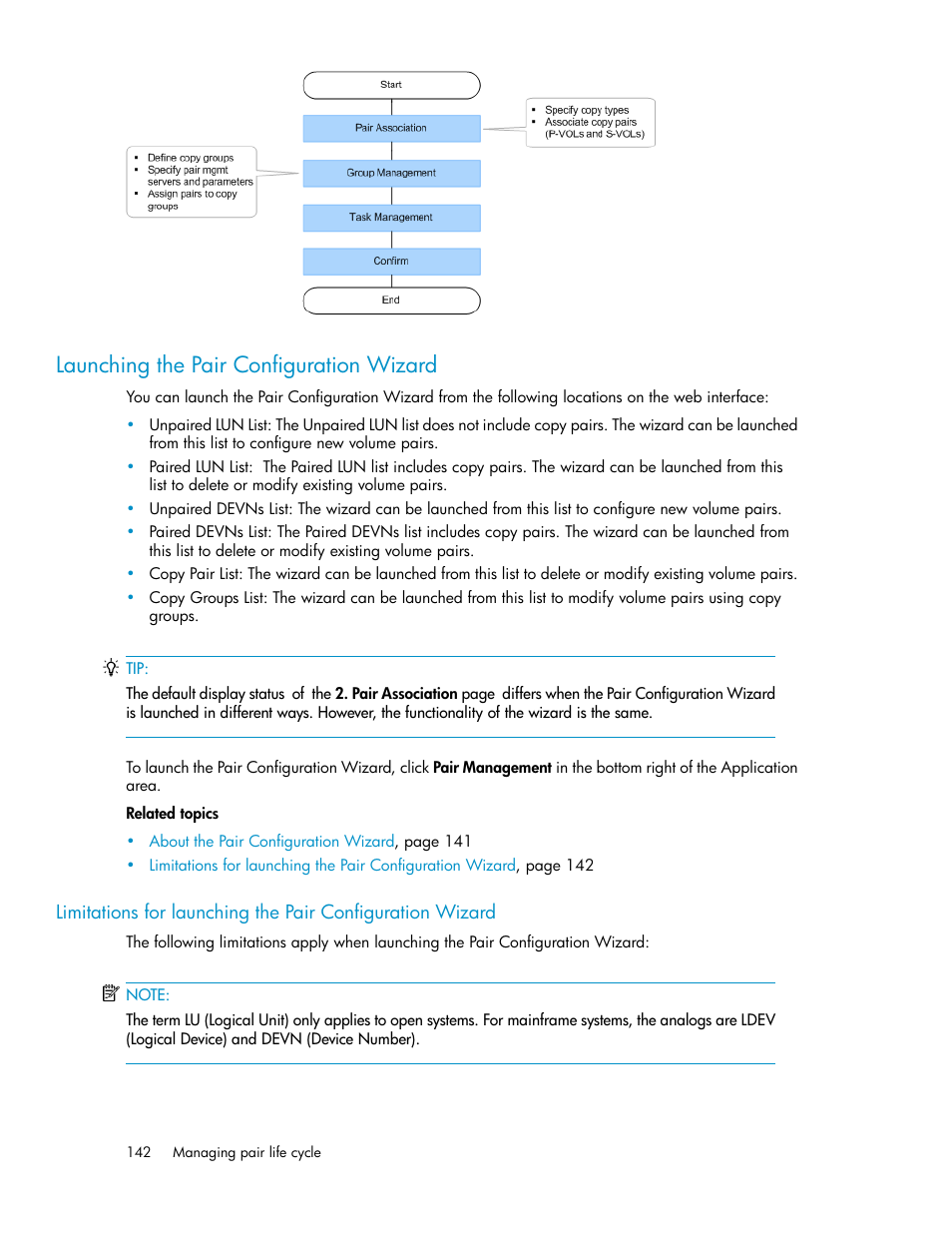 Launching the pair configuration wizard | HP XP P9000 Command View Advanced Edition Software User Manual | Page 142 / 478