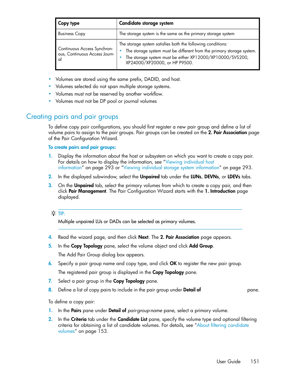 Creating pairs and pair groups | HP XP P9000 Command View Advanced Edition Software User Manual | Page 151 / 478