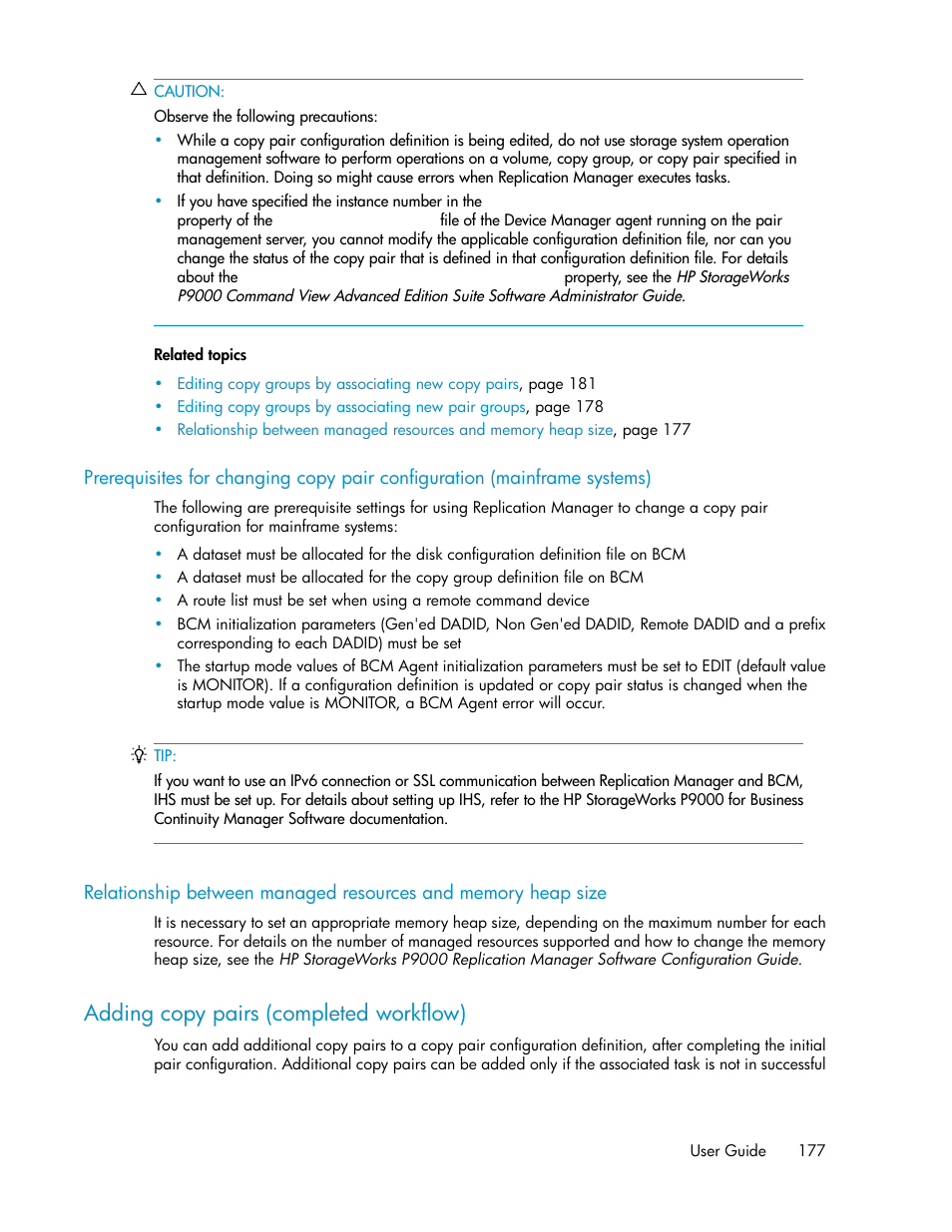 Adding copy pairs (completed workflow), Relationship between, Managed resources and memory heap size | HP XP P9000 Command View Advanced Edition Software User Manual | Page 177 / 478