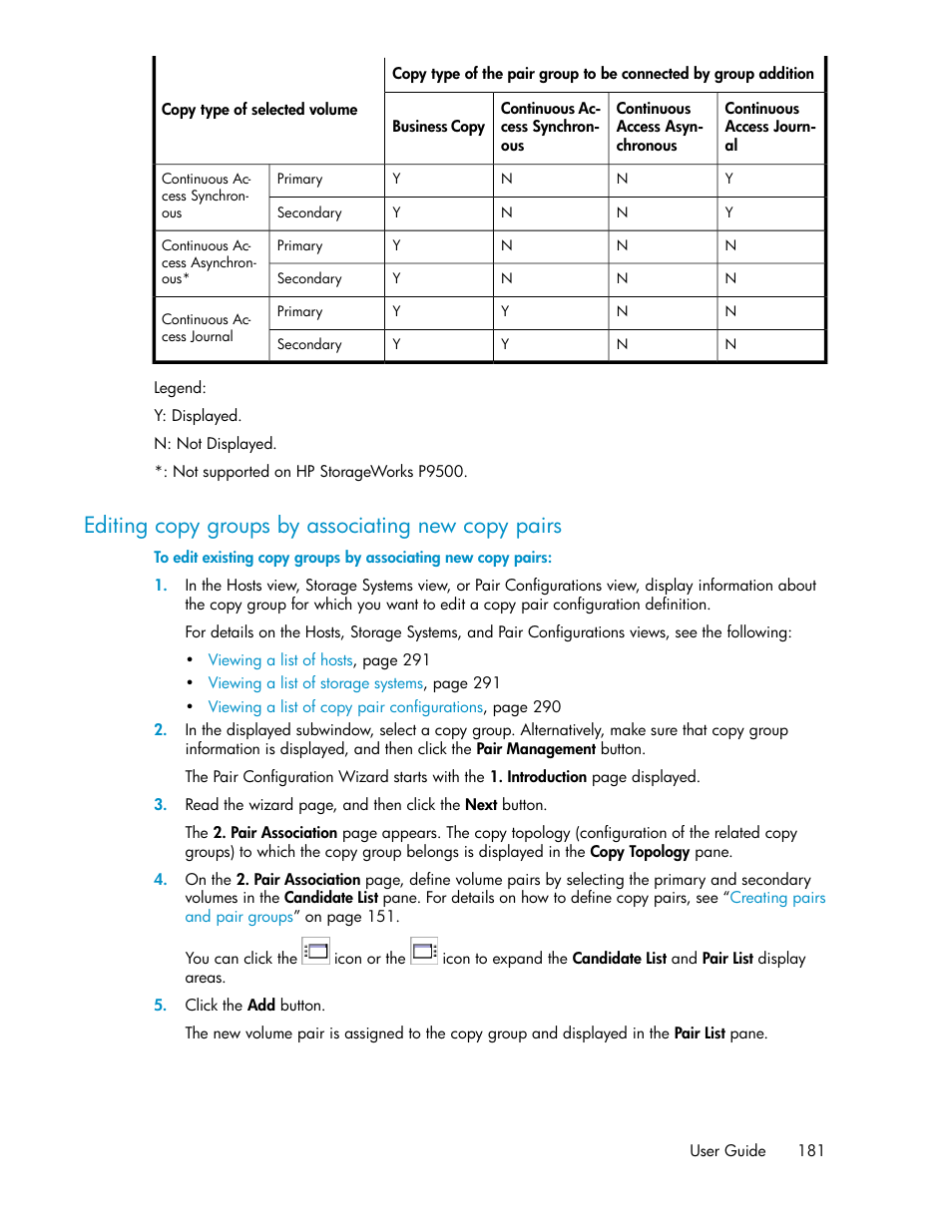 Editing copy groups by associating new copy pairs | HP XP P9000 Command View Advanced Edition Software User Manual | Page 181 / 478