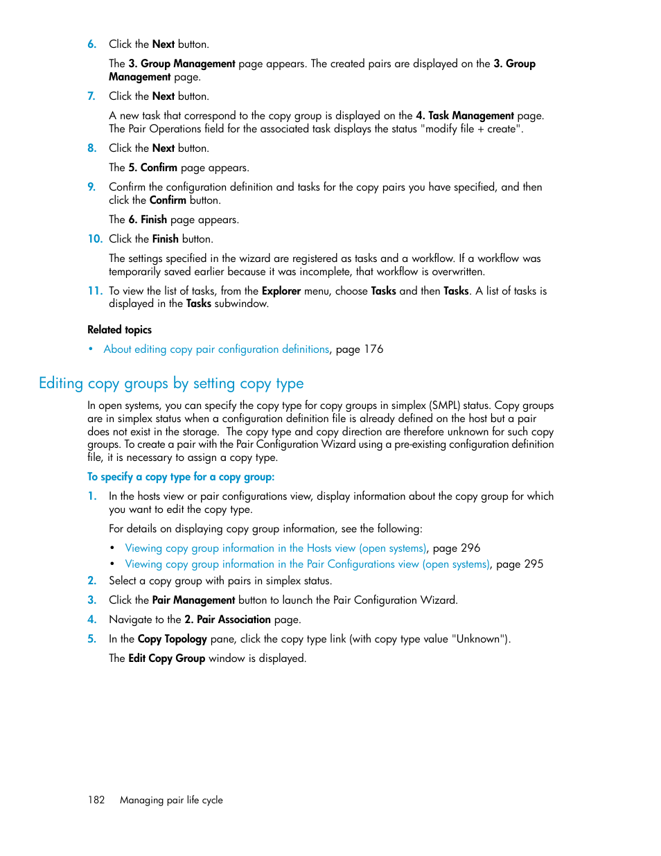 Editing copy groups by setting copy type | HP XP P9000 Command View Advanced Edition Software User Manual | Page 182 / 478