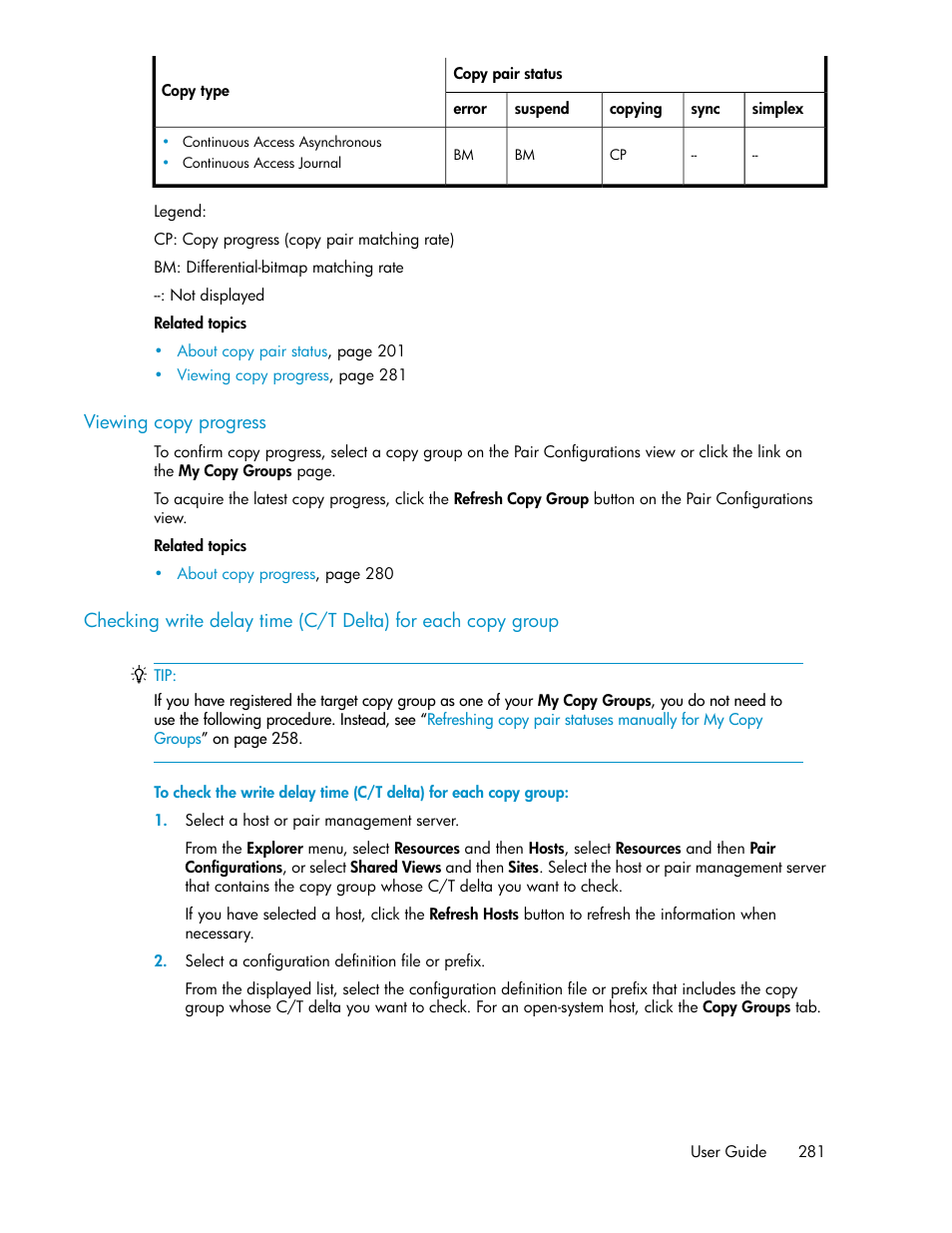 Viewing copy progress | HP XP P9000 Command View Advanced Edition Software User Manual | Page 281 / 478