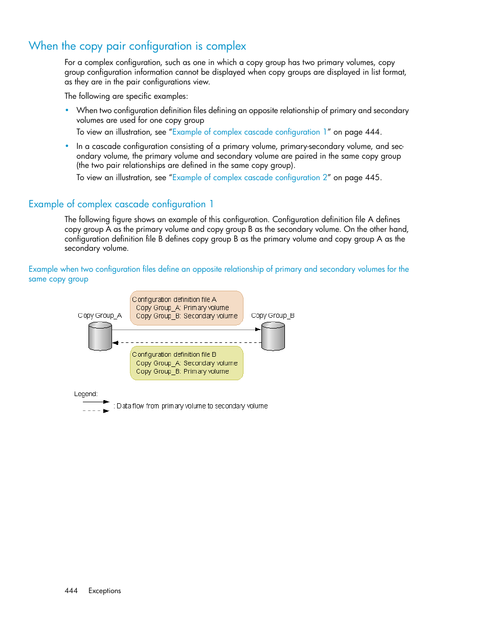 When the copy pair configuration is complex, Example of complex cascade configuration 1 | HP XP P9000 Command View Advanced Edition Software User Manual | Page 444 / 478