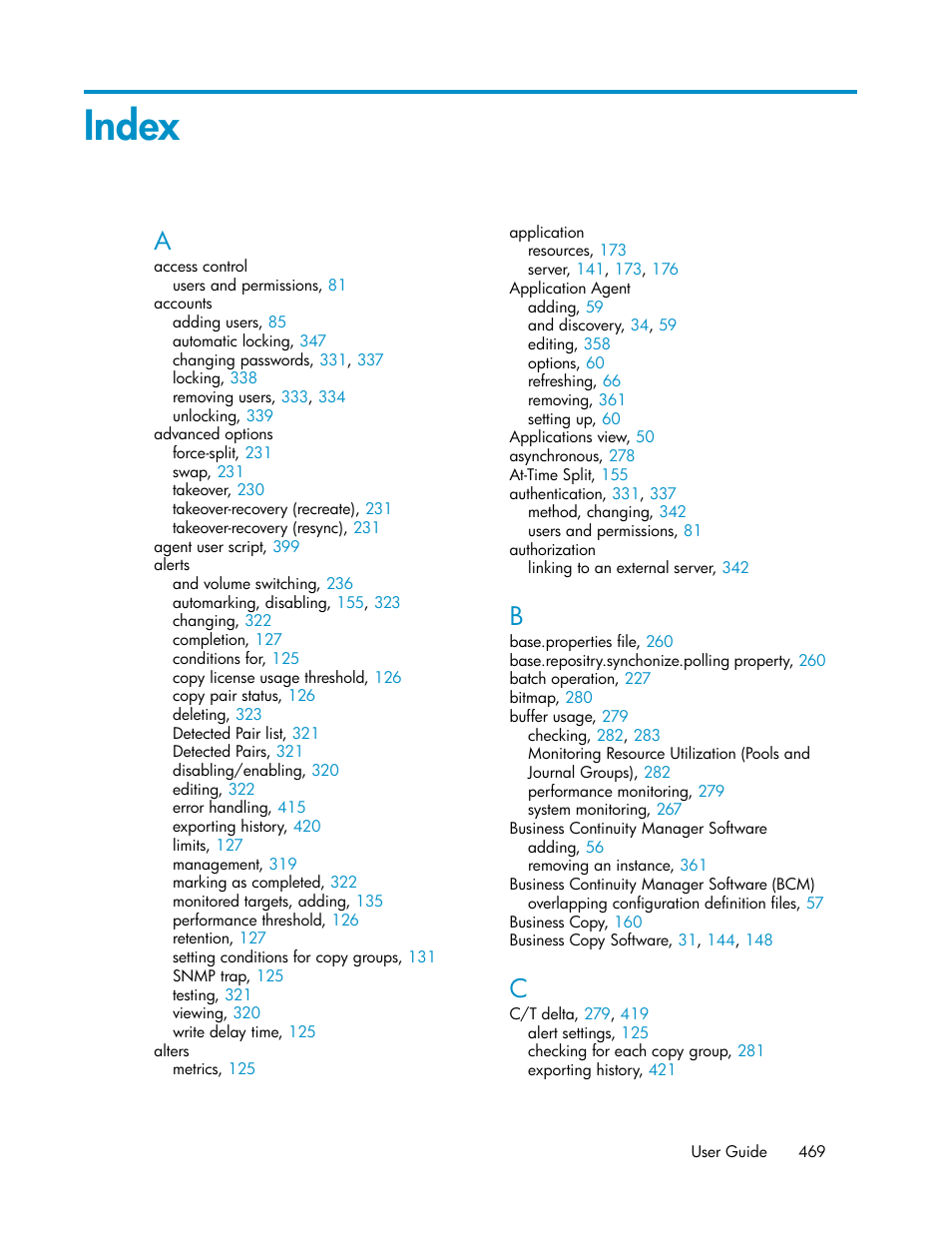 Index | HP XP P9000 Command View Advanced Edition Software User Manual | Page 469 / 478