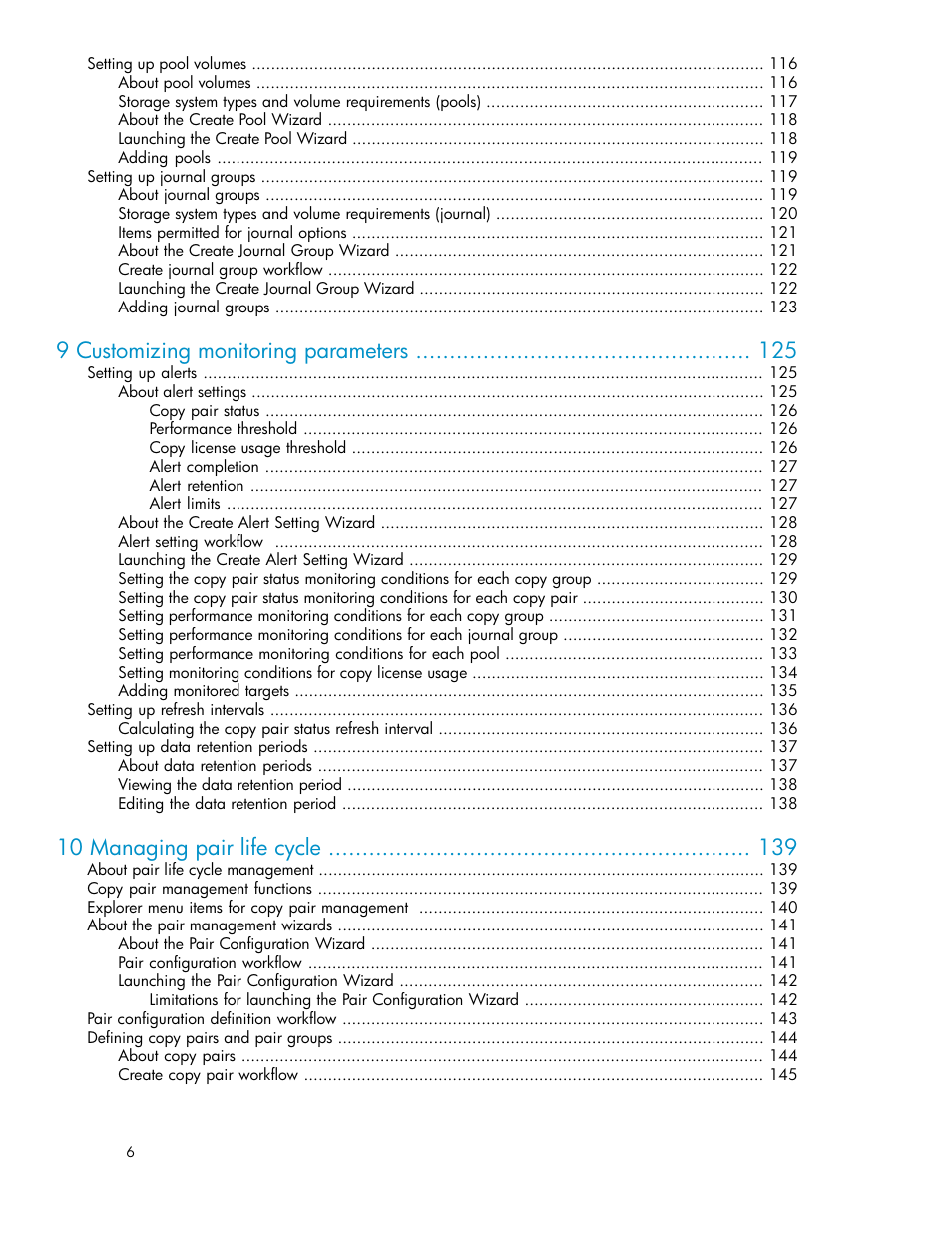 9 customizing monitoring parameters, 10 managing pair life cycle | HP XP P9000 Command View Advanced Edition Software User Manual | Page 6 / 478