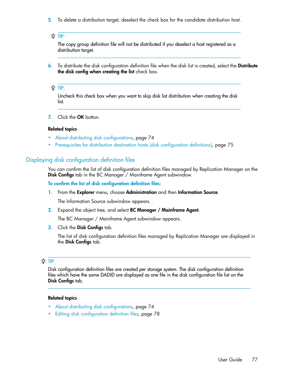 Displaying disk configuration definition files, Displaying disk configuration, Definition files | HP XP P9000 Command View Advanced Edition Software User Manual | Page 77 / 478