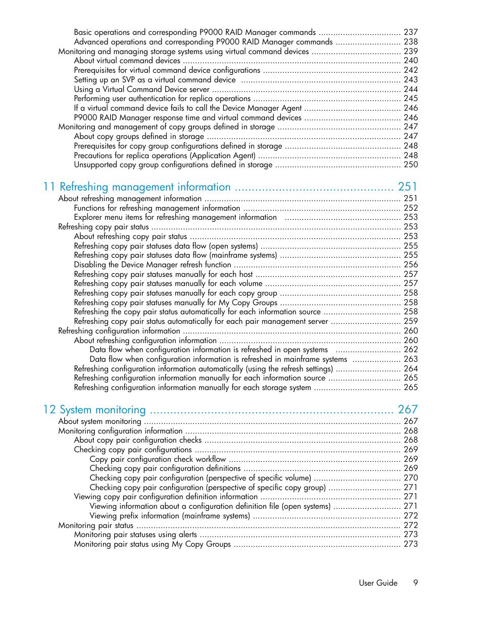 11 refreshing management information, 12 system monitoring | HP XP P9000 Command View Advanced Edition Software User Manual | Page 9 / 478