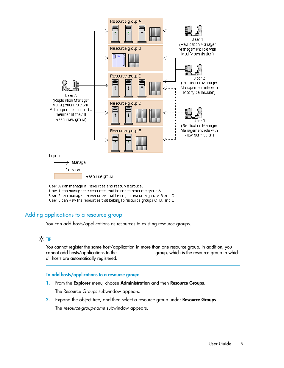 Adding applications to a resource group | HP XP P9000 Command View Advanced Edition Software User Manual | Page 91 / 478