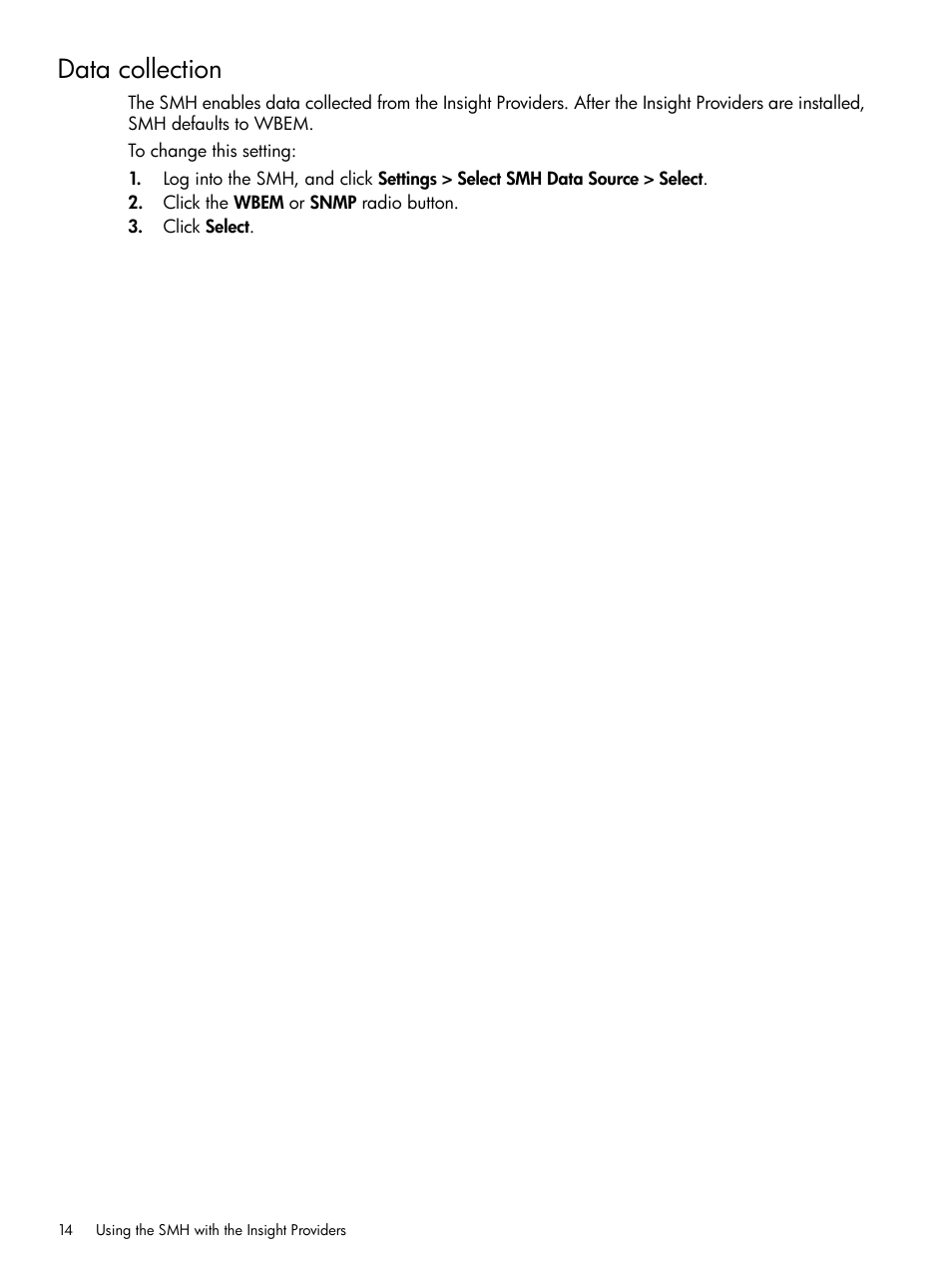 Data collection | HP Insight Management WBEM Providers User Manual | Page 14 / 38