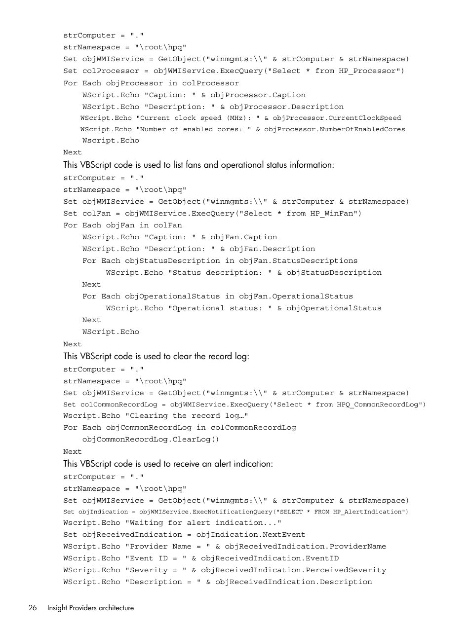 HP Insight Management WBEM Providers User Manual | Page 26 / 38