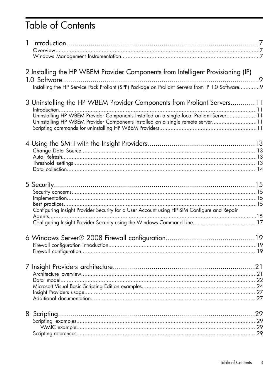 HP Insight Management WBEM Providers User Manual | Page 3 / 38