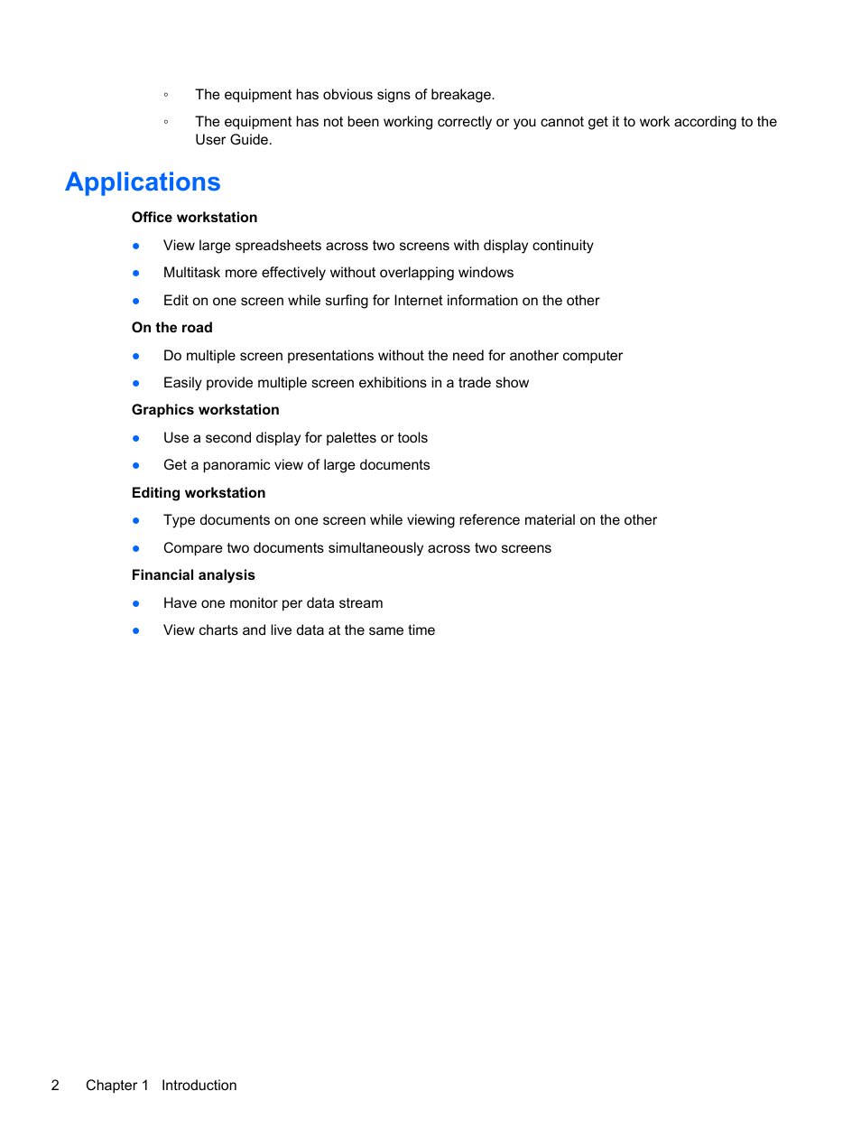 Applications | HP USB Dual Output USB Graphics Adapter User Manual | Page 8 / 27