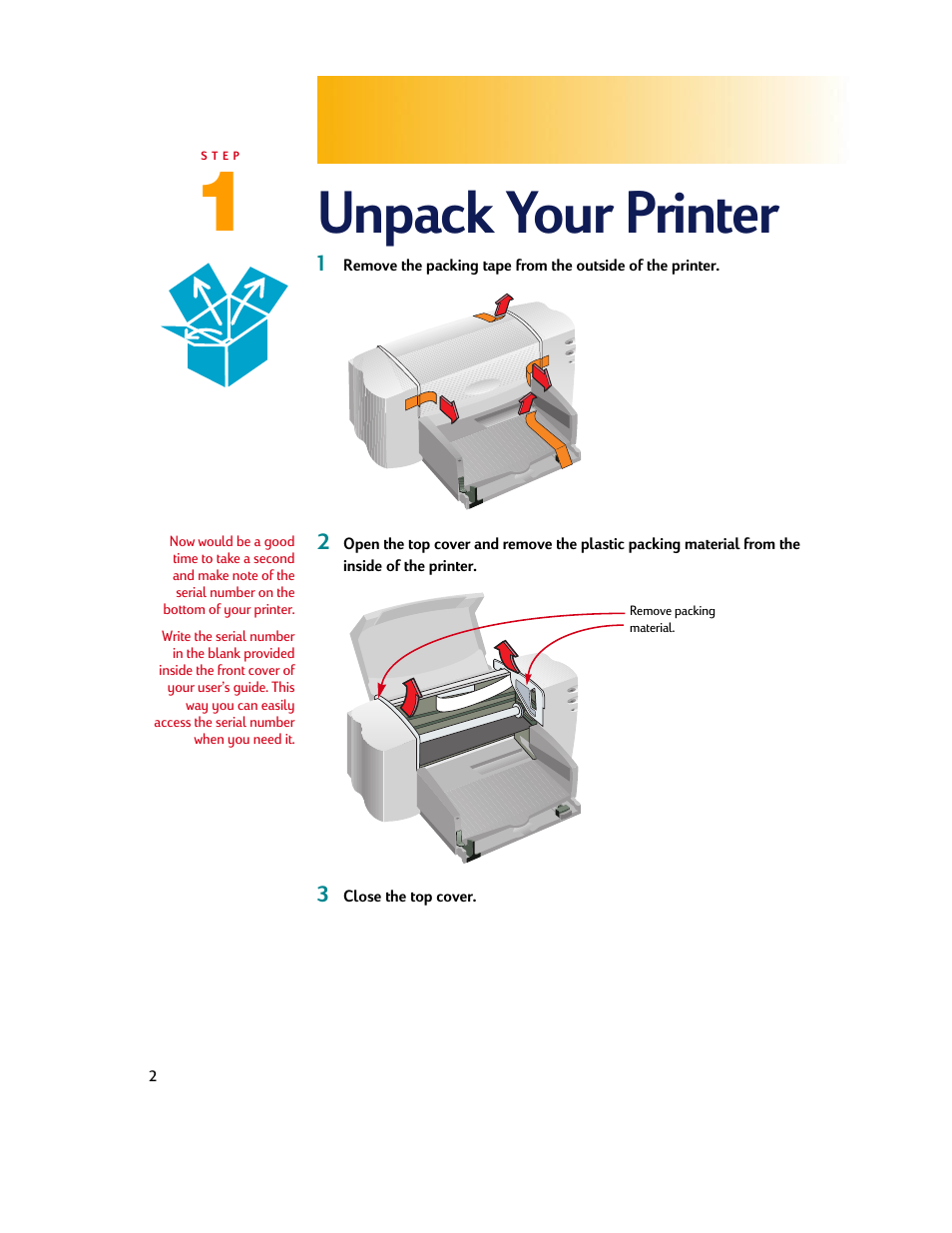 Unpack your printer | HP Deskjet 710c Printer User Manual | Page 2 / 90