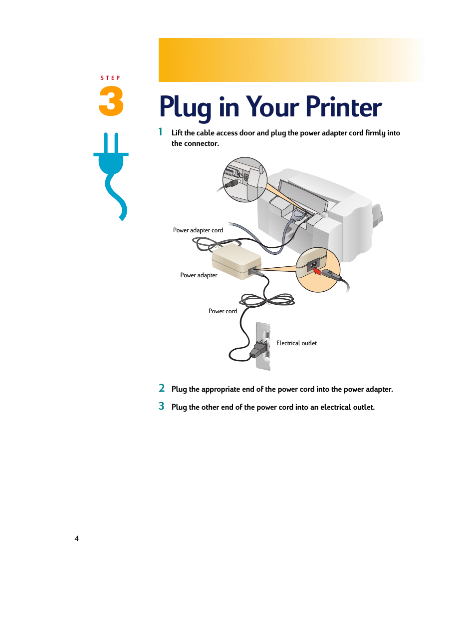 Plug in your printer | HP Deskjet 710c Printer User Manual | Page 4 / 90