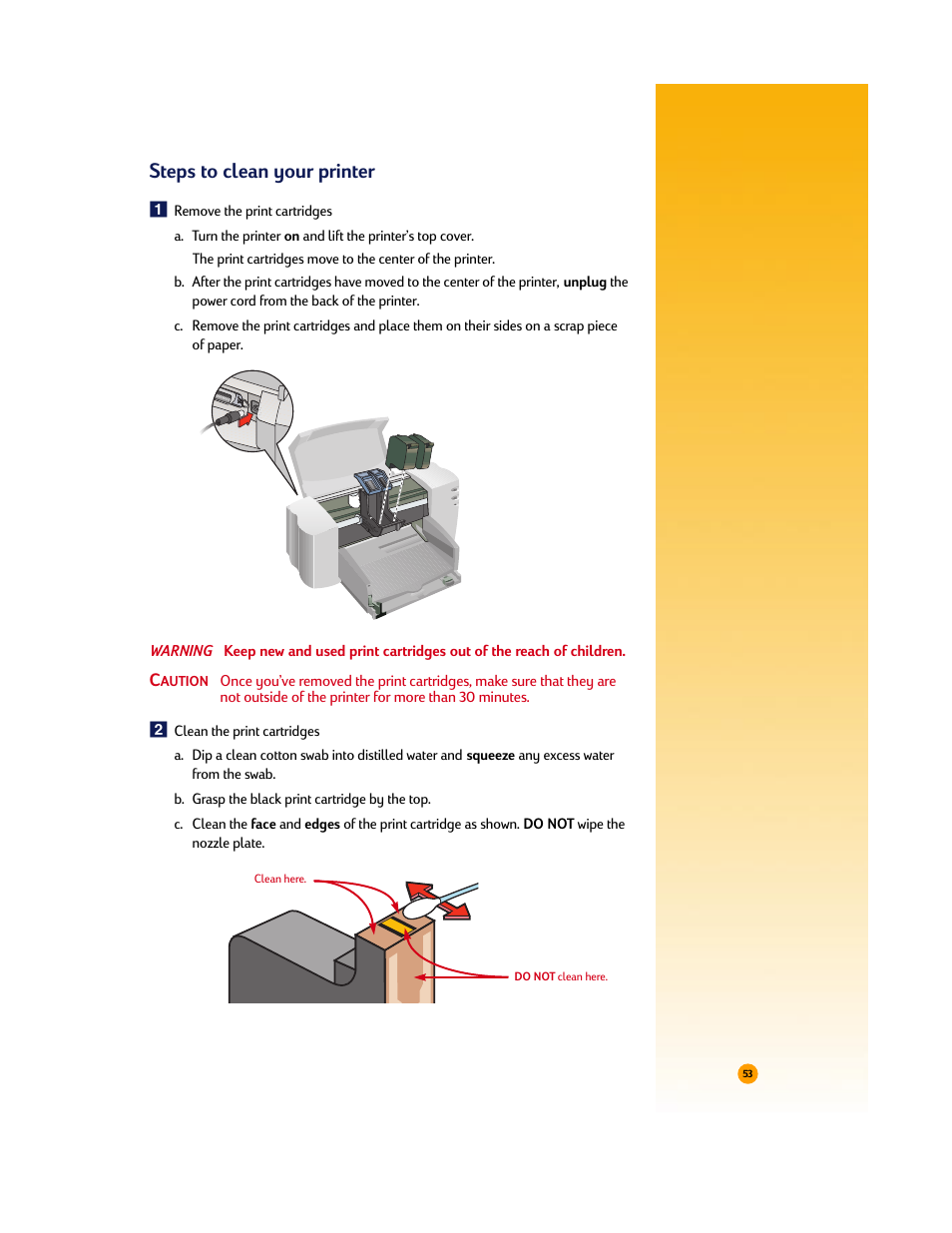 Steps to clean your printer | HP Deskjet 710c Printer User Manual | Page 74 / 90