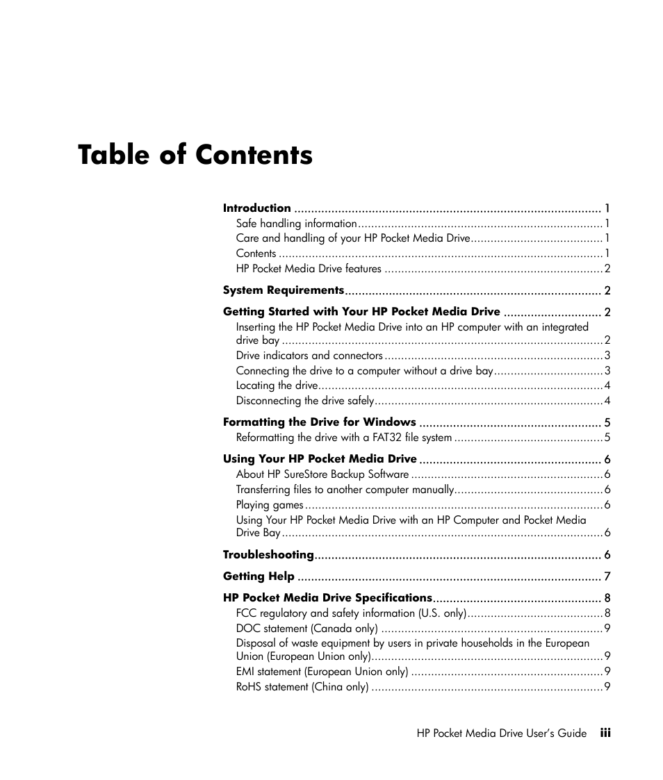 HP PD6400z Pocket Media Drive User Manual | Page 3 / 13