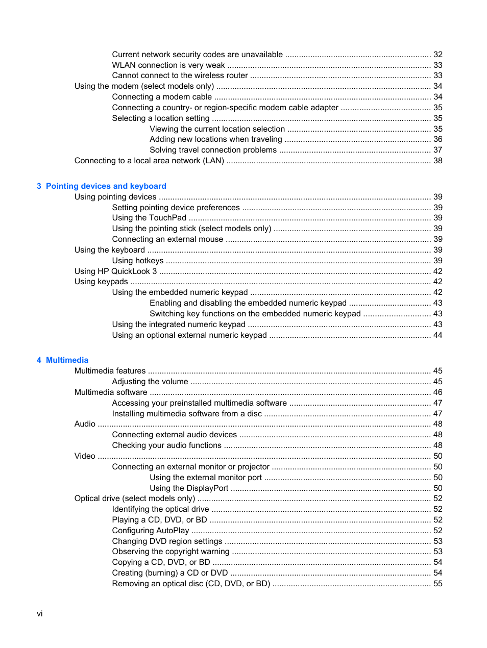 HP ProBook 6555b Notebook-PC User Manual | Page 6 / 176