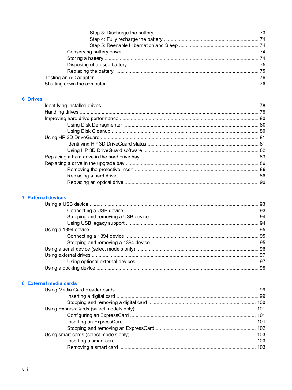 HP ProBook 6555b Notebook-PC User Manual | Page 8 / 176