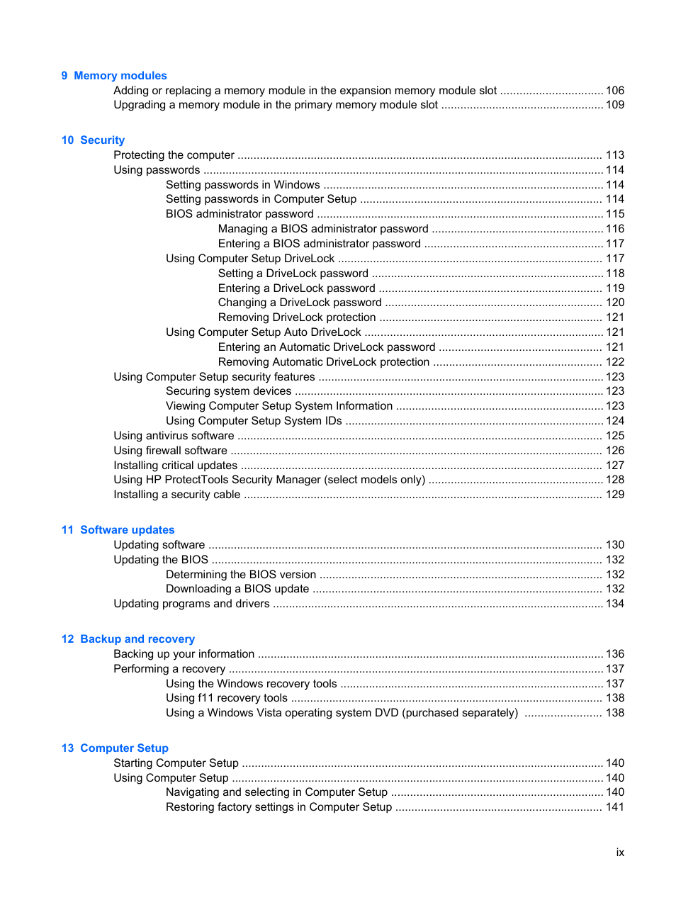 HP ProBook 6555b Notebook-PC User Manual | Page 9 / 176