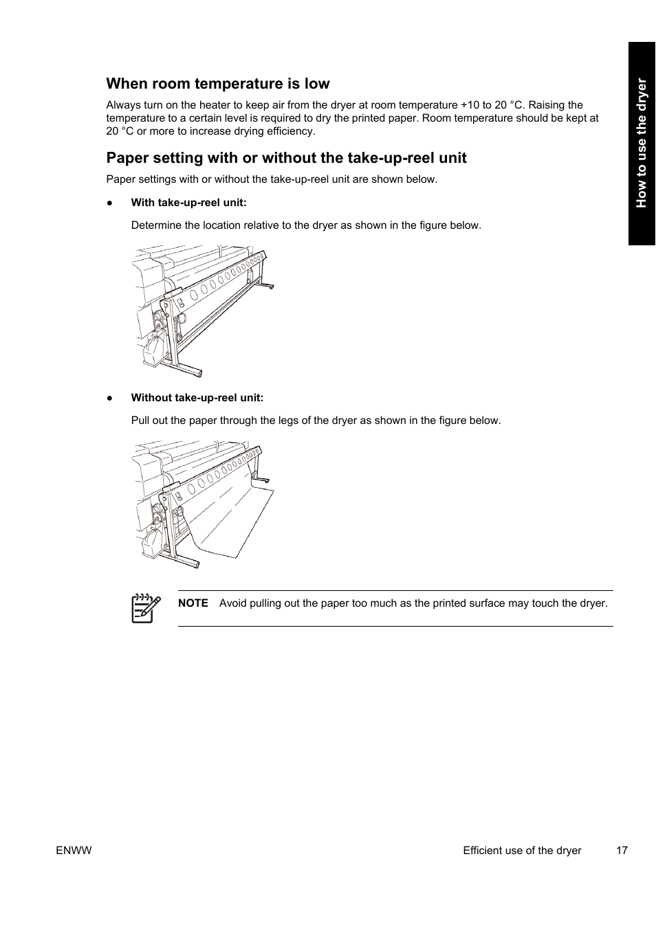 When room temperature is low | HP Designjet 10000s Printer series User Manual | Page 21 / 34