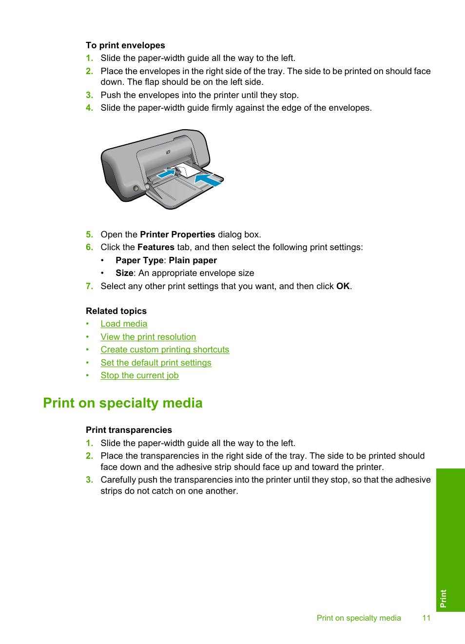 Print on specialty media | HP Deskjet D1668 Printer User Manual | Page 13 / 60