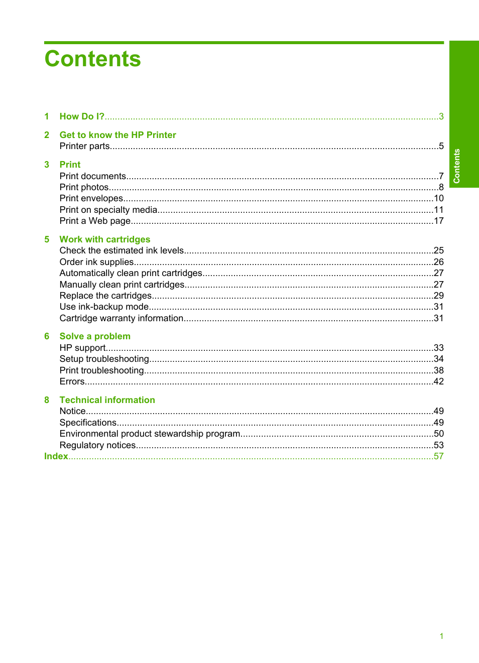 HP Deskjet D1668 Printer User Manual | Page 3 / 60