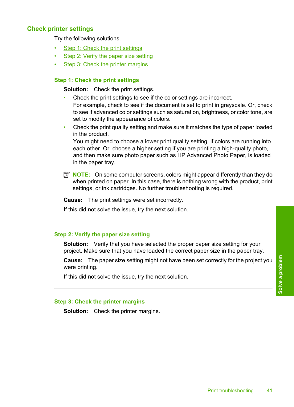 Check printer settings | HP Deskjet D1668 Printer User Manual | Page 43 / 60