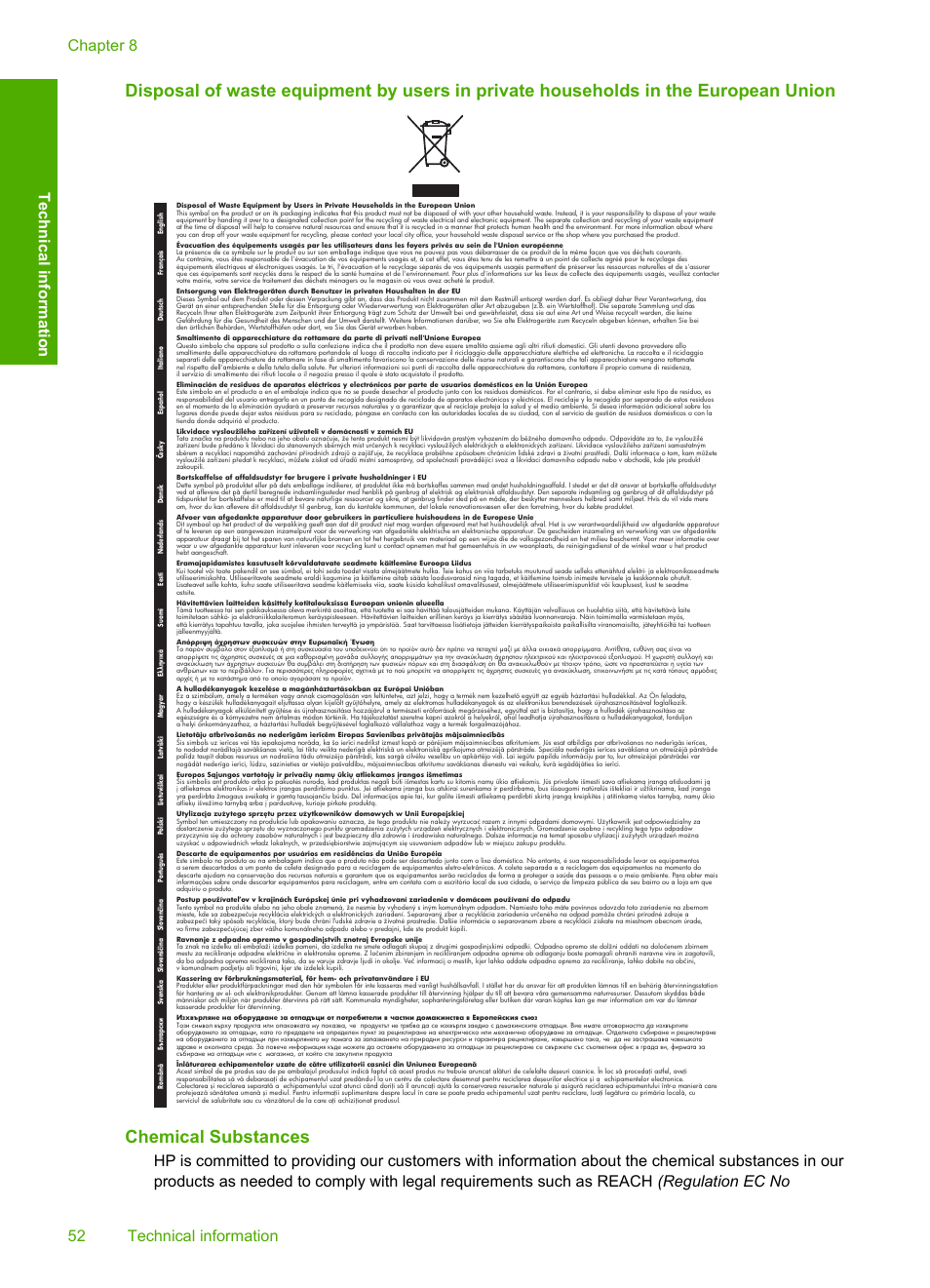 Chemical substances | HP Deskjet D1668 Printer User Manual | Page 54 / 60