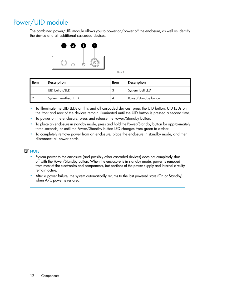 Power/uid module | HP StoreAll Storage User Manual | Page 12 / 50