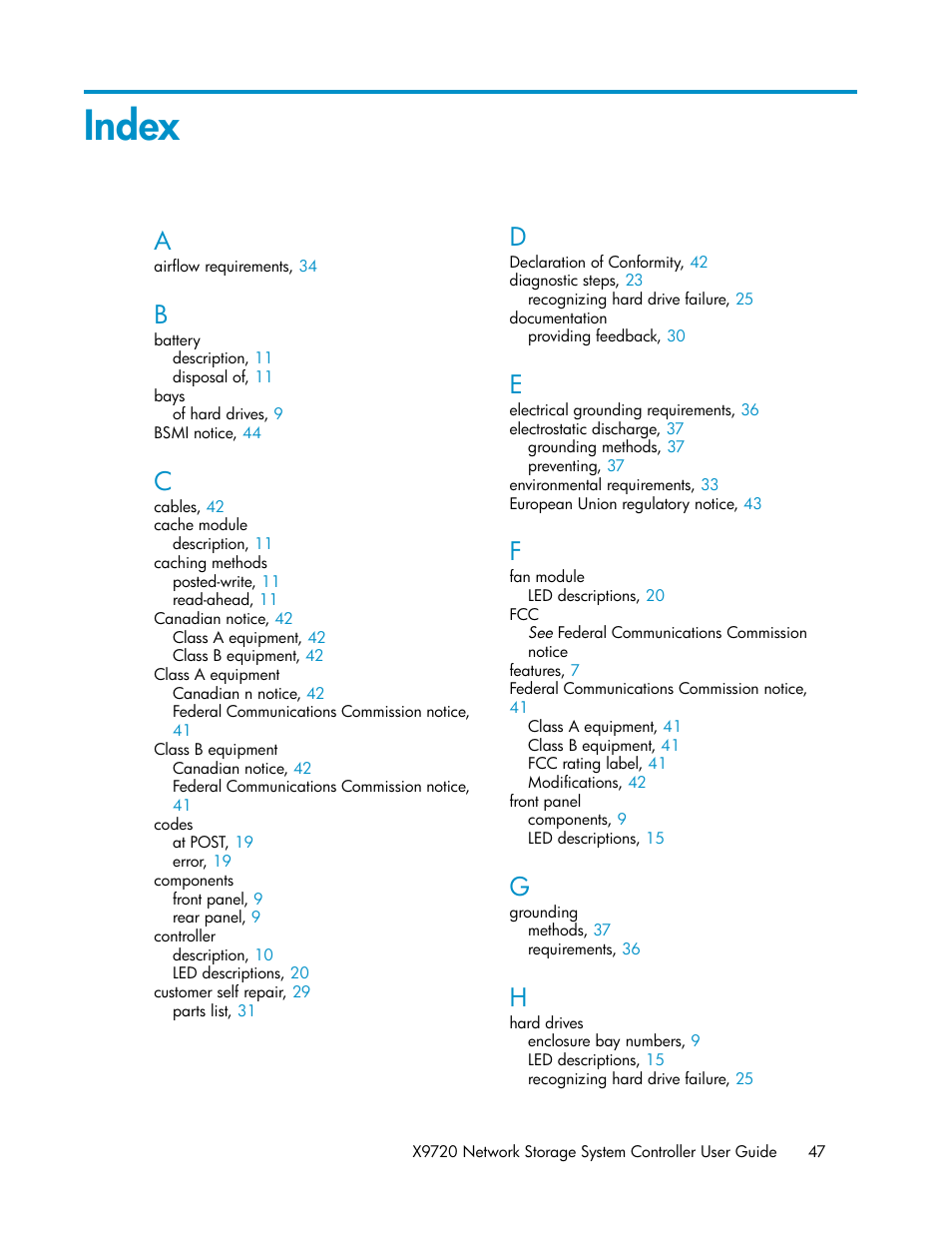 Index | HP StoreAll Storage User Manual | Page 47 / 50