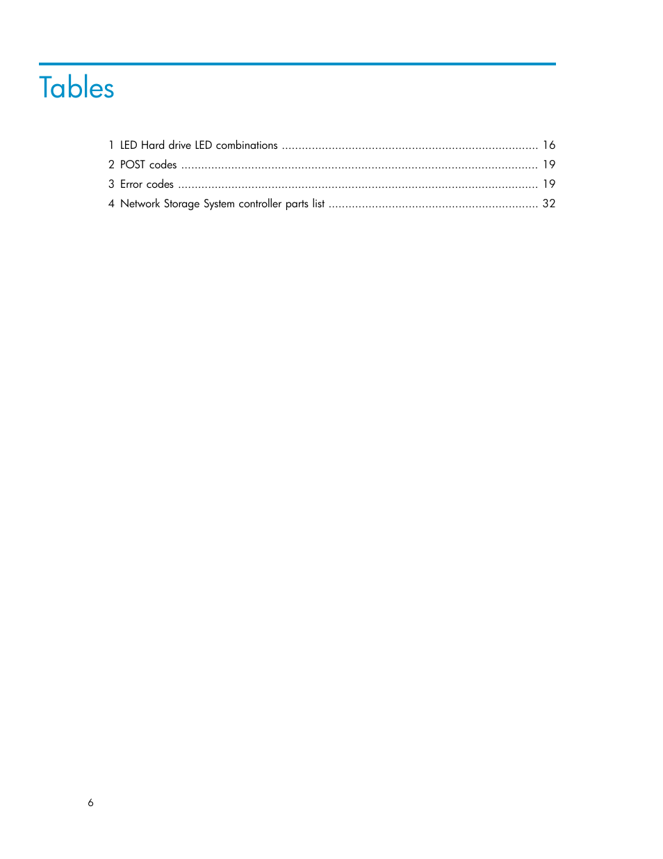 Tables | HP StoreAll Storage User Manual | Page 6 / 50