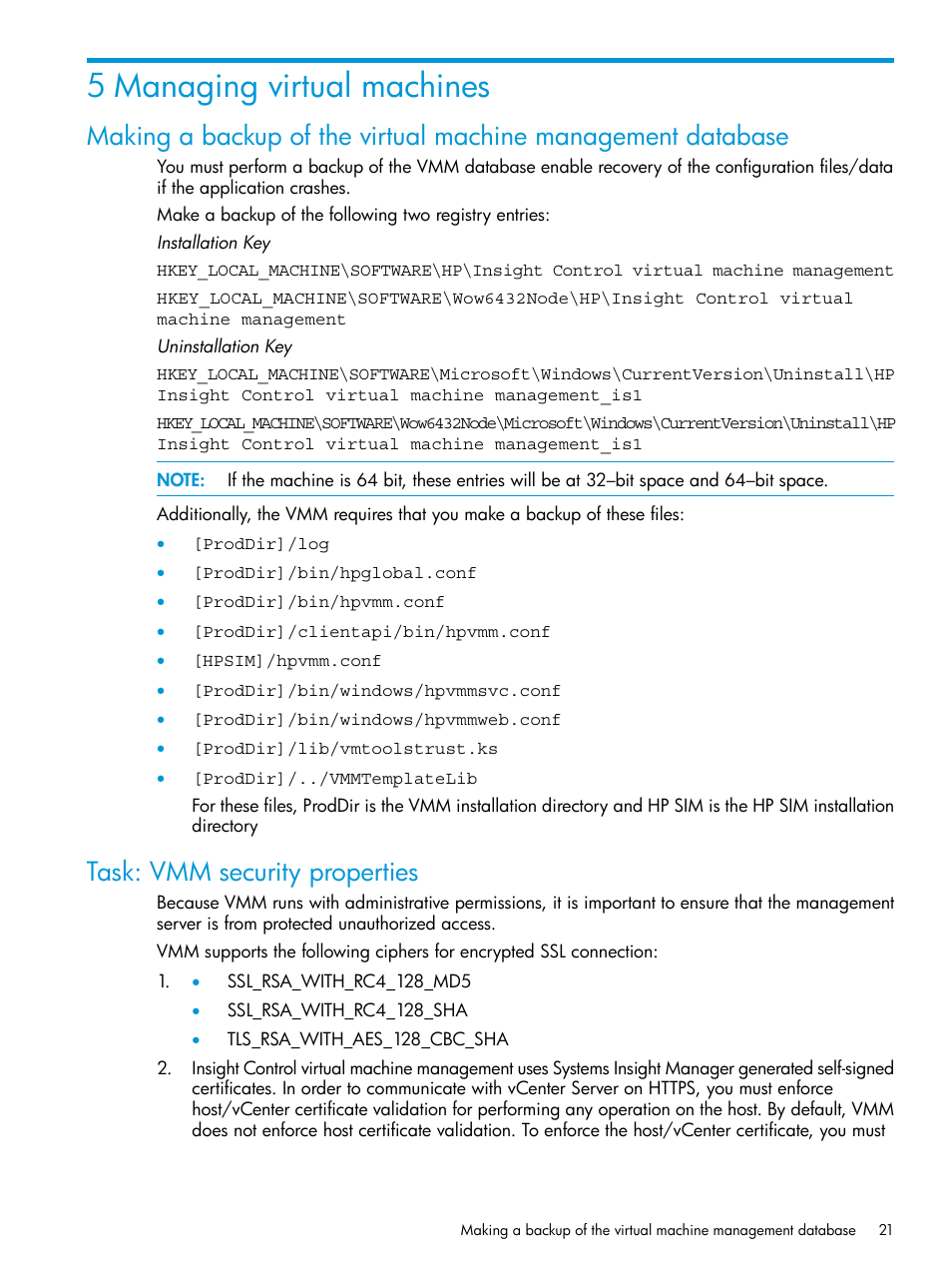 5 managing virtual machines, Task: vmm security properties | HP Insight Control Software for Linux User Manual | Page 21 / 59