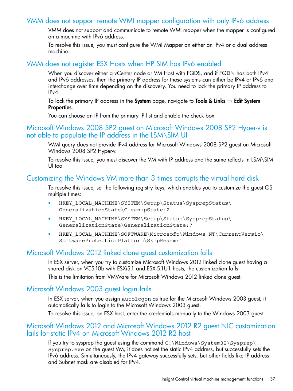 Microsoft windows 2003 guest login fails | HP Insight Control Software for Linux User Manual | Page 37 / 59
