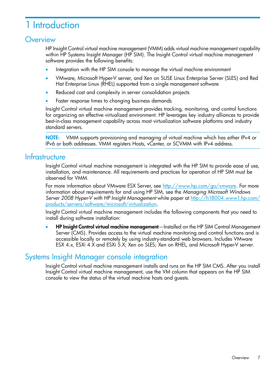 1 introduction, Overview, Infrastructure | Systems insight manager console integration | HP Insight Control Software for Linux User Manual | Page 7 / 59