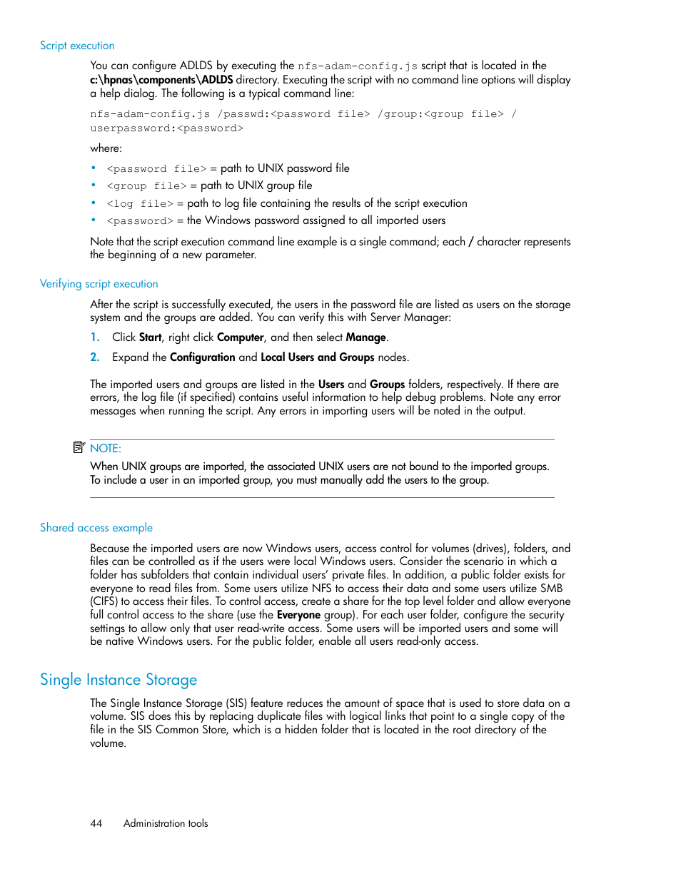 Single instance storage | HP X1000 Network Storage Systems User Manual | Page 44 / 146