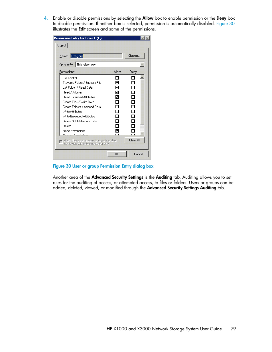 User or group permission entry dialog box | HP X1000 Network Storage Systems User Manual | Page 79 / 146
