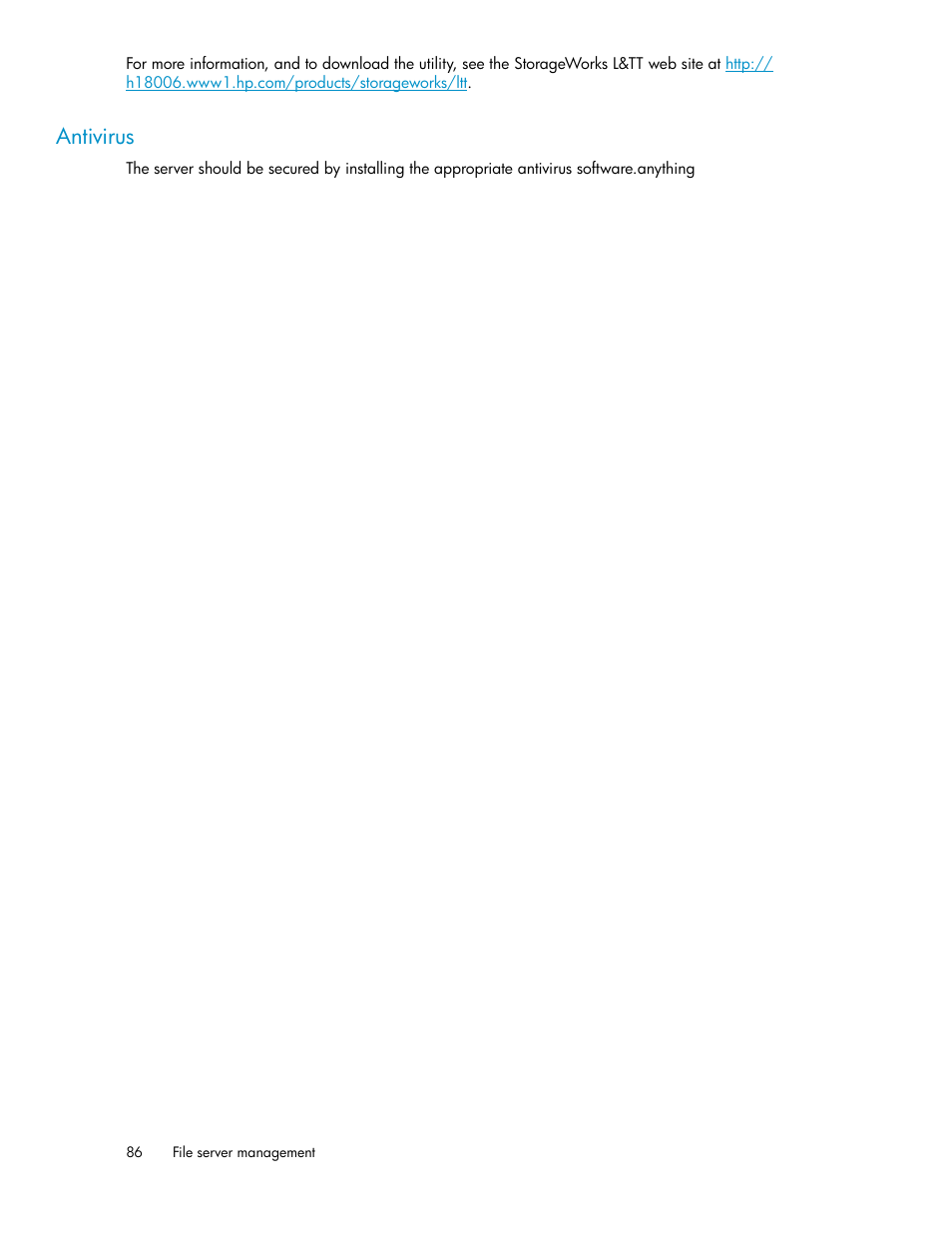 Antivirus | HP X1000 Network Storage Systems User Manual | Page 86 / 146