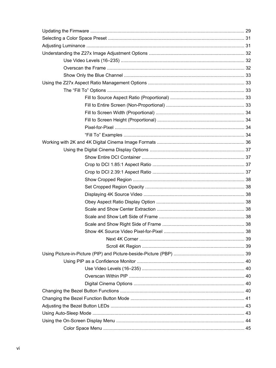 HP DreamColor Z27x Professional Display User Manual | Page 6 / 80