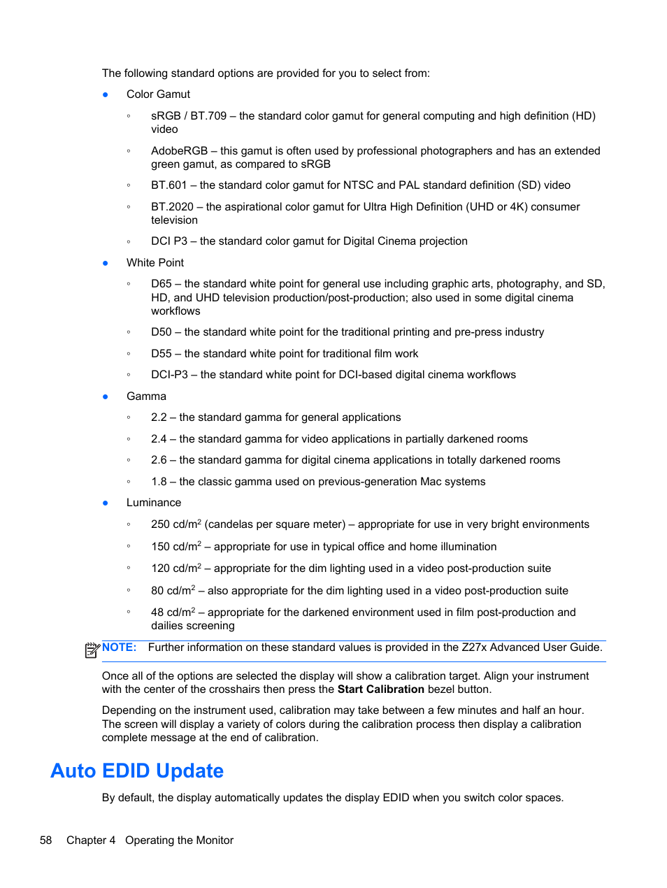 Auto edid update | HP DreamColor Z27x Professional Display User Manual | Page 66 / 80