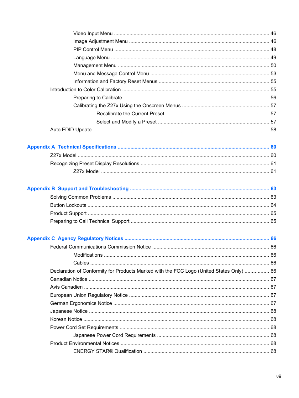HP DreamColor Z27x Professional Display User Manual | Page 7 / 80