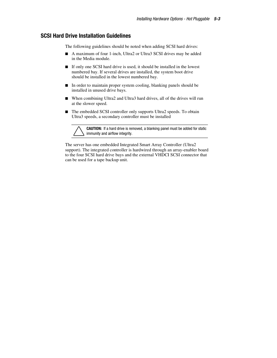 Scsi hard drive installation guidelines, Scsi hard drive installation guidelines -3 | HP ProLiant DL760 Server User Manual | Page 106 / 229