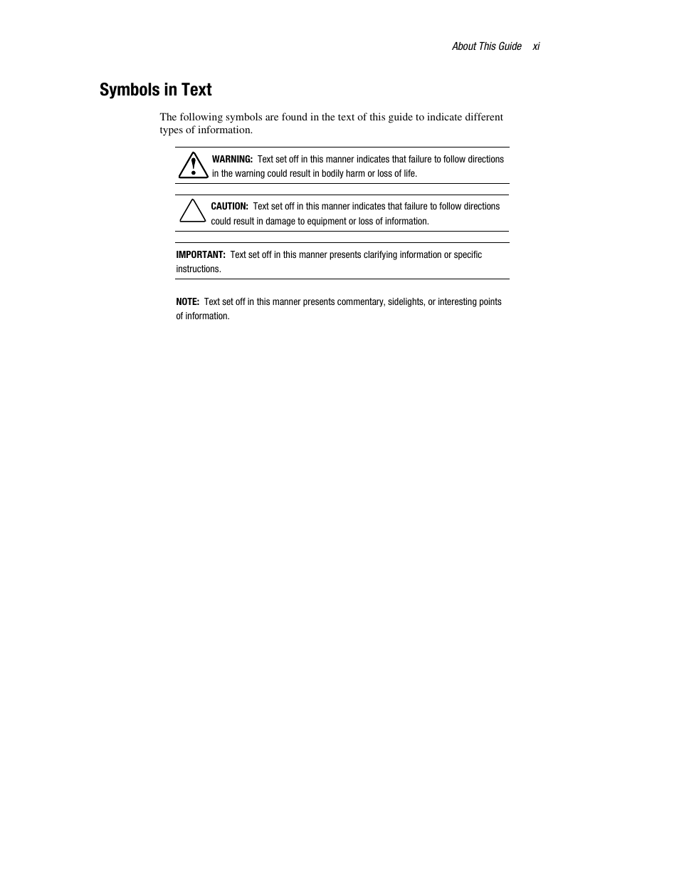 Symbols in text | HP ProLiant DL760 Server User Manual | Page 11 / 229