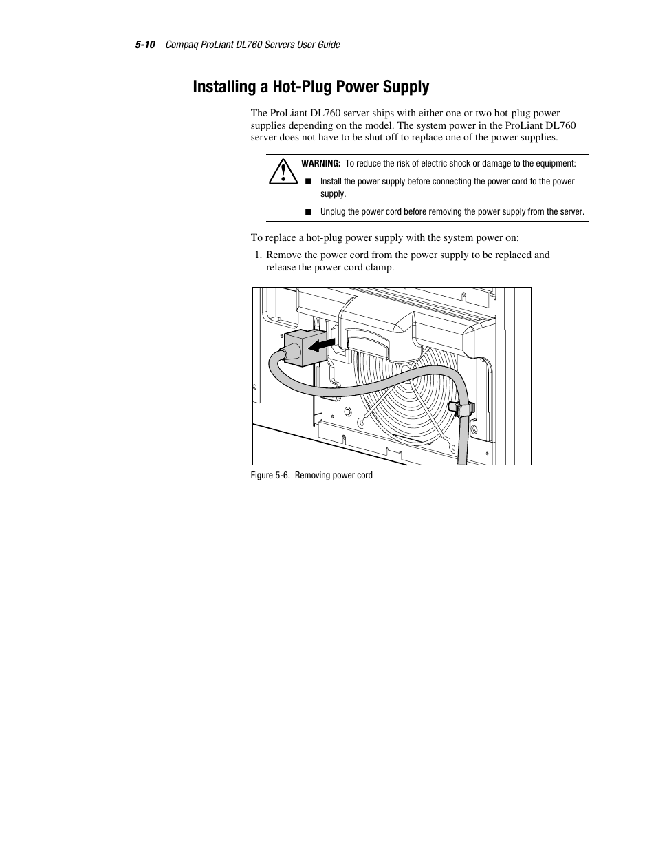 Installing a hot-plug power supply, Installing a hot-plug power supply -10 | HP ProLiant DL760 Server User Manual | Page 113 / 229