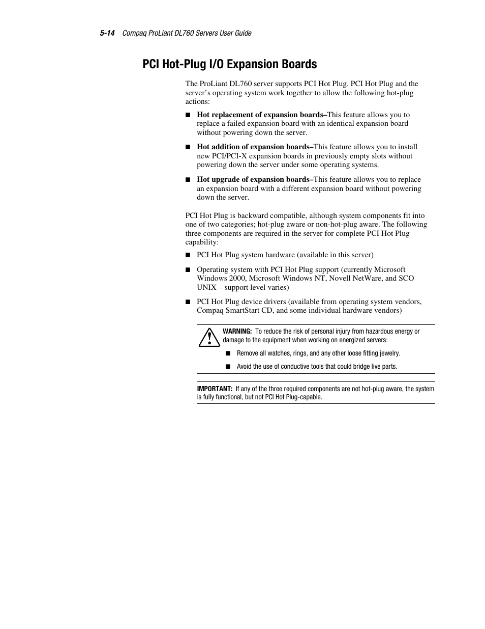 Pci hot-plug i/o expansion boards, Pci hot-plug i/o expansion boards -14 | HP ProLiant DL760 Server User Manual | Page 117 / 229