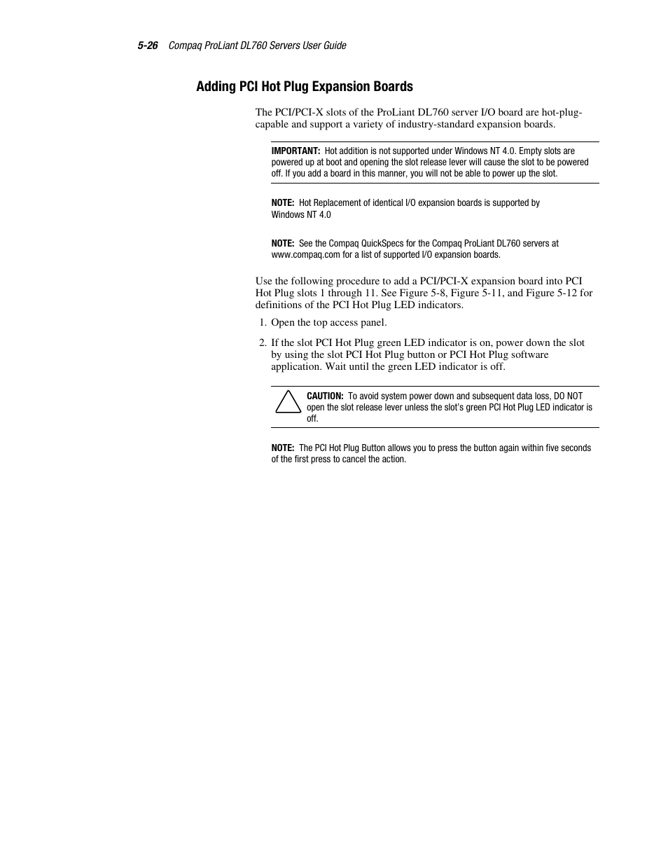 Adding pci hot plug expansion boards, Adding pci hot plug expansion boards -26 | HP ProLiant DL760 Server User Manual | Page 129 / 229