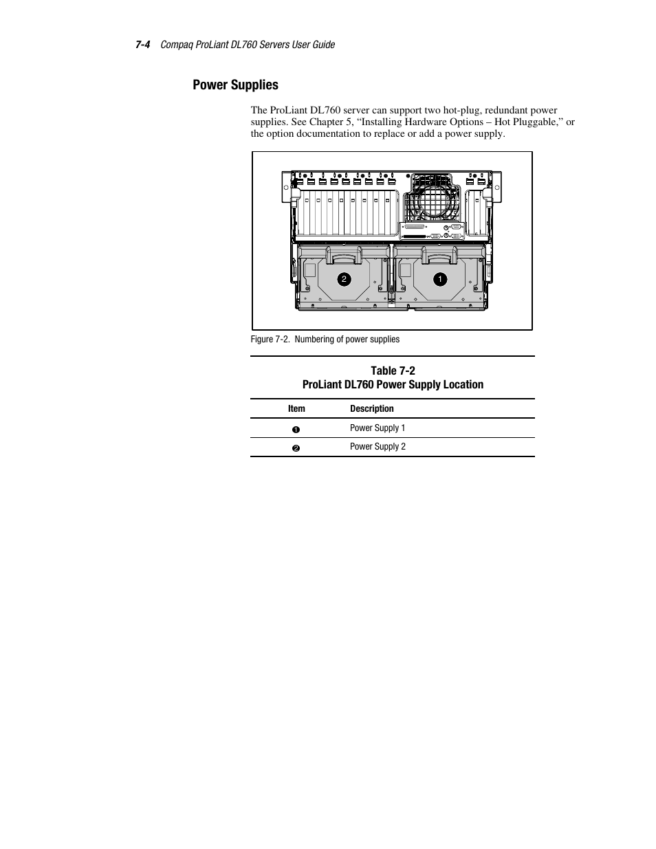 Power supplies, Power supplies -4 | HP ProLiant DL760 Server User Manual | Page 143 / 229