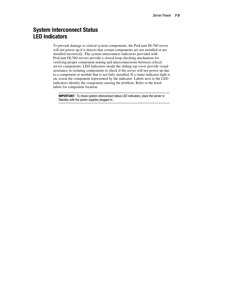 System interconnect status led indicators, System interconnect status led indicators -5 | HP ProLiant DL760 Server User Manual | Page 144 / 229