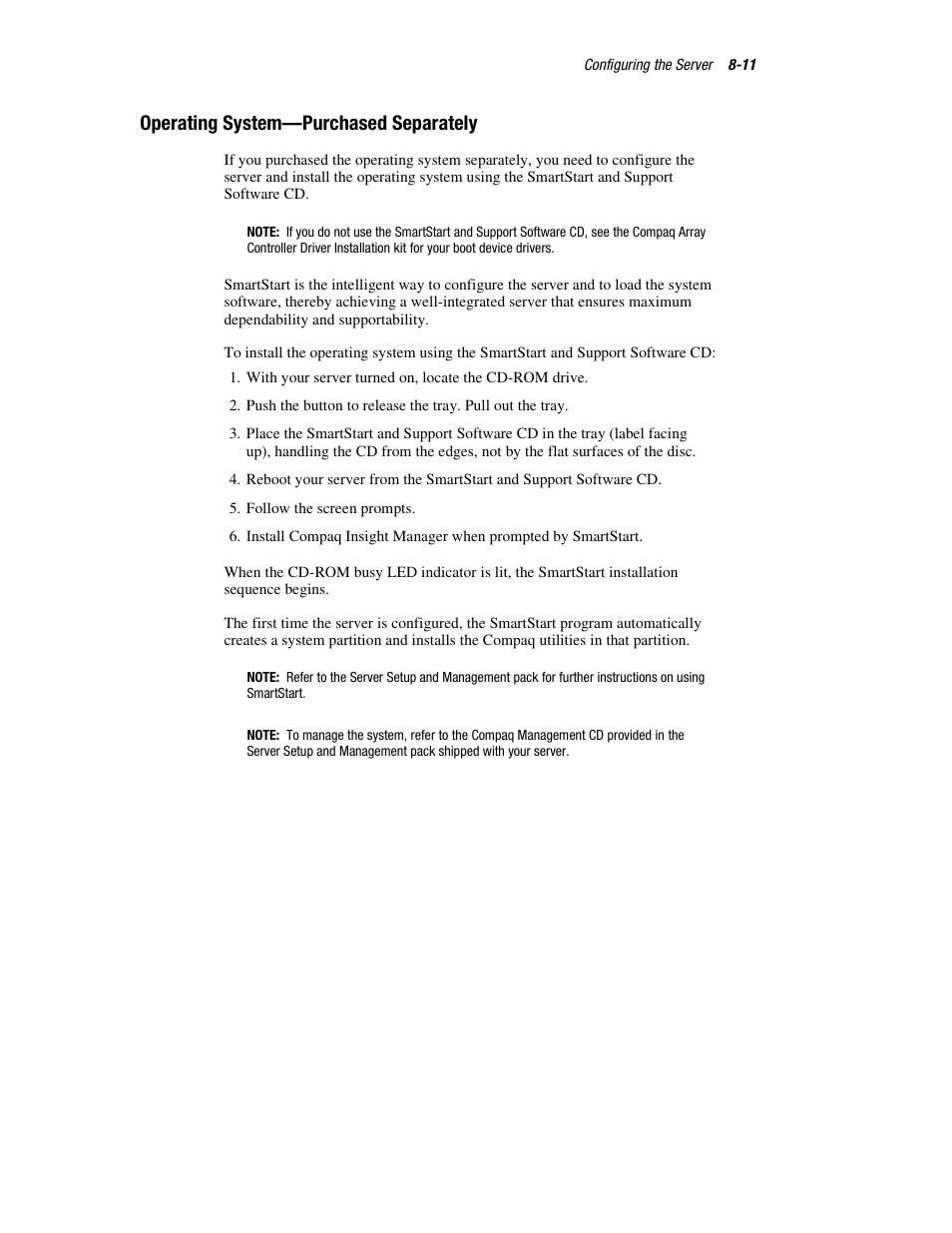 Operating system—purchased separately, Operating system—purchased separately -11 | HP ProLiant DL760 Server User Manual | Page 159 / 229