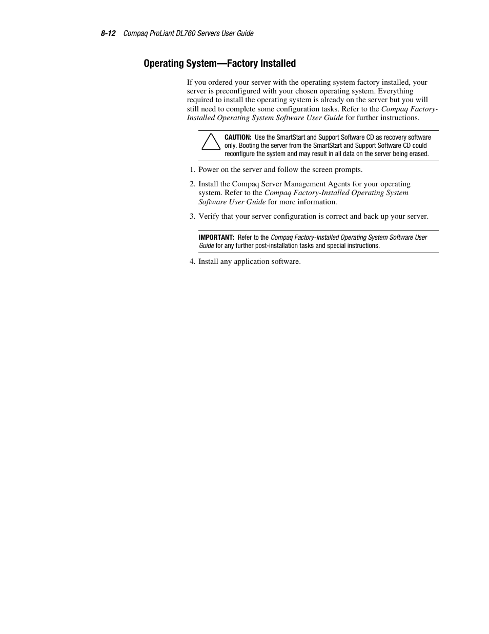 Operating system—factory installed, Operating system—factory installed -12 | HP ProLiant DL760 Server User Manual | Page 160 / 229