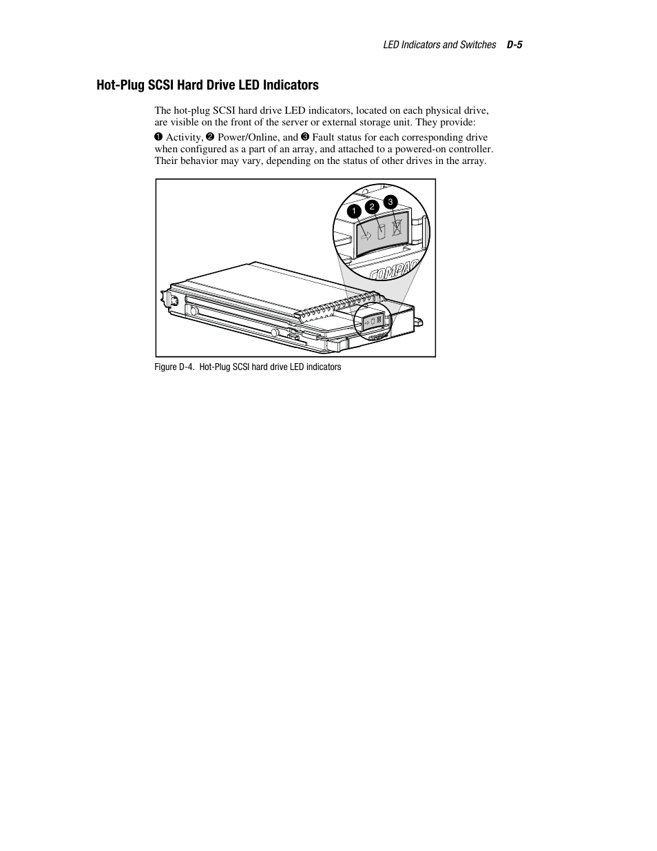 Hot-plug scsi hard drive led indicators | HP ProLiant DL760 Server User Manual | Page 191 / 229